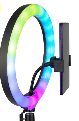 ARO DE LUZ 26 CMS RGB + TRÍPODE 2.1 MTRS