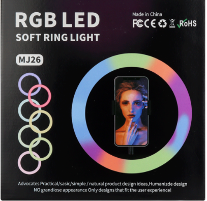 ARO DE LUZ 26 CMS RGB + TRÍPODE 2.1 MTRS