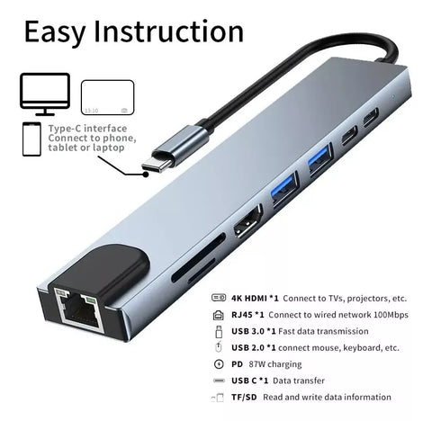 HUB USB 8 en 1